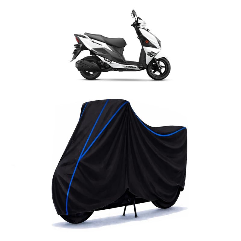 Image of Scooty Cover Water Resistant for Avenis Standard | Universal Scooter & Bike Cover | Heavy Duty UV Dust, Rain & Scratch Protection | Elastic Fit All Weather Indoor Outdoor | Black with Blue Piping
