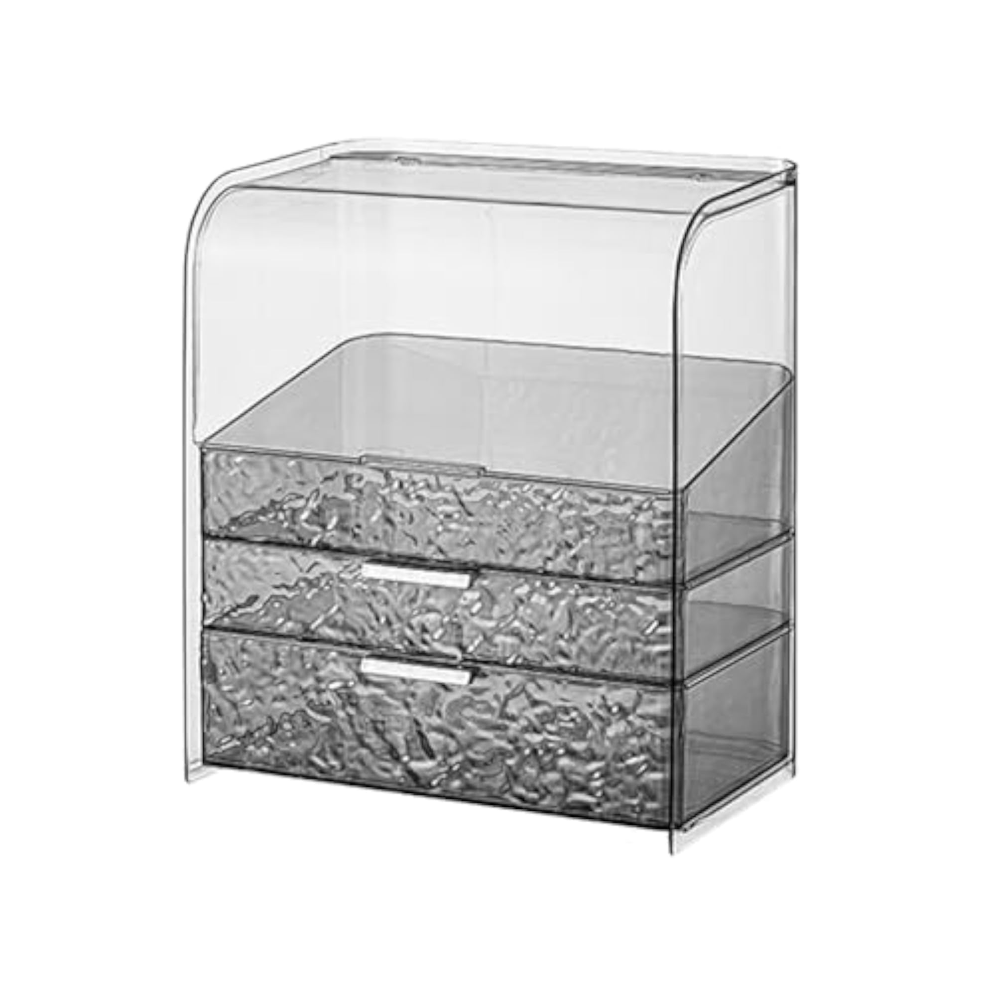 Luxury Clear Makeup Storage Box for Bathroom Vanity, Gray