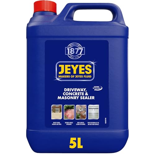 Jeyes Driveway Concrete & Masonry Sealer 5L Fast-Drying Block Paving Sealer for Lasting Protection Paving Blockwork & Patio Sealant Creates Water-Based Seal Covers up to 25m