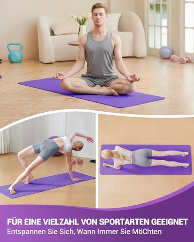 Good Nite Gymnastikmatte Fitnessmatte Trainingsmatte Yogamatte Turnmatte TPE Rutschfest Pilates in 12 unterschiedlichen Farben 183 x 61 x 0.6 cm (Purpur/Rosa)