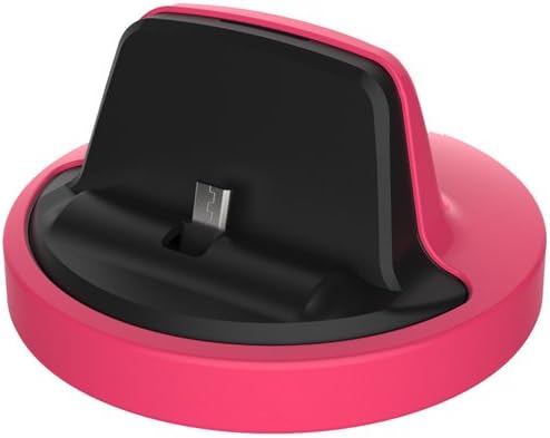 RND Dock for Samsung Galaxy S3, S4, S4 Active, S6, S6 Edge, S6 Edge Plus, S7, S7 Edge with Dock mode cable and 2.1A Charger (compatible without or with most cases including rugged cases) (black/pink)