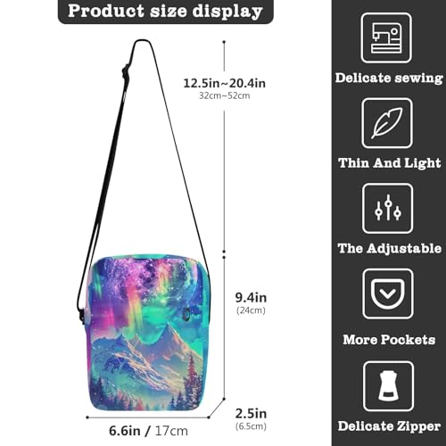 Crossbody Bag Moon Wolf Forest Messenger Bag for Women Men Purse Shoulder Bag Satchel Bag with Adjustable Strap 202b62033