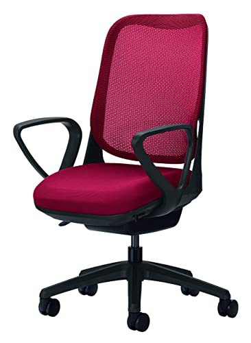 ライオン事務器 オフィスチェア サークルアーム ライド チェリーレッド 79845