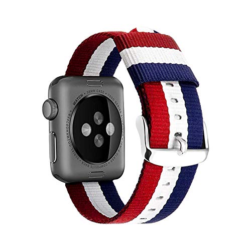 Chinber Adjustable Watch Straps - Nylon Replacement Stripe Bands for Apple Watch 38/40mm, Compatible with Apple Watch Series 3/2/1
