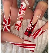 Press on Nails Extra Long - Aegenacess Square Press On Nails with Snow, Nude Matte Fake Nails wit...