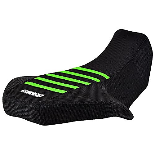 Enjoy Mfg Seat Cover - Compatible Fit for Kawasaki 2003-2006 KFX 80 KFX80 - #213 (All Black/Green Ribs)
