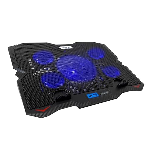 Image of Geonix Gaming Laptop Cooling Pad, LED Lights (1-6 grade), Computer Cooler Stand, 5 Quiet Fans for 15.6-18 Inch Laptops, 5 Stand adjustable point, PC Notebook Heat Dissipation (Black)