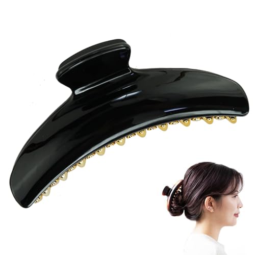 【美人髪KOEIDO】 バンスクリップ 大きめ 特大 しっかりとまる ヘアクリップ ゴールドアクセント 髪留め (ブラック XL 123mm)（Amazon）