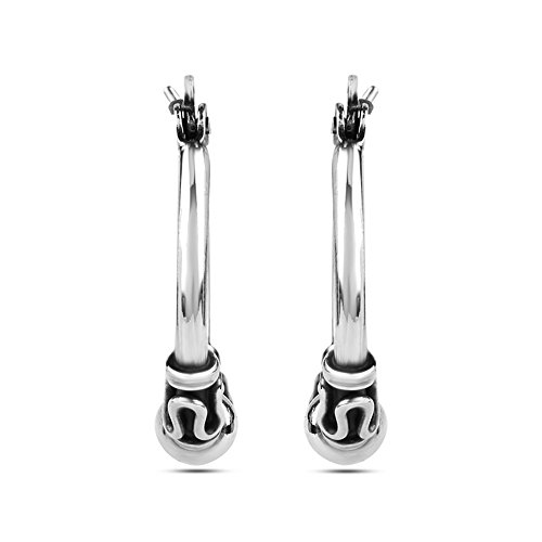 Lecalla Sterling Silver Jewelry Antique Light-Weight Bali Hoop Earrings For Teen Women #TOP2