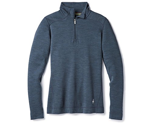 Smartwool Womens Base Layer Top - Merino 250 Wool Active 1/4 Zip Outerwear Dark Blue Steel Heather - Past Season Small