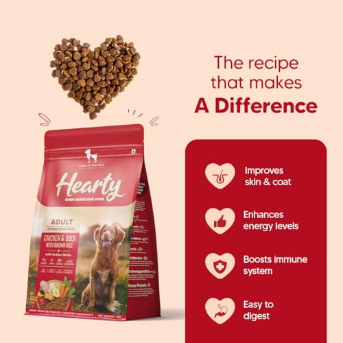 Image of Hearty by HUFT Dry Dog Food for Adult Dogs | Oven-Baked Chicken & Duck with Brown Rice - 250 Gm | Natural, Complete & Balanced Pet Food | No Soy, Corn, GMO