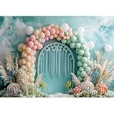 7x5ft Balloon Arch Backdrop Pampas Flowers Photography Background for Baby 1st Birthday Cake Smash Baby Shower Photoshoot Props