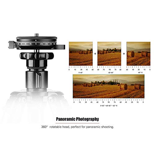 Camera Panoramic Panning Base With Arca Swiss Style Plate, 3/8" Screw Aluminum Alloy Panorama Ball Tripod Head With Bubble Level For Tripod Monopod Dslr Cameras, Load Capacity 22 Lbs #TOP5