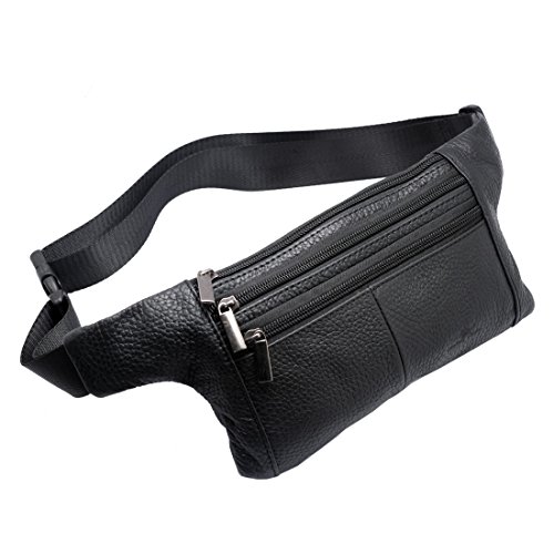 Vidlea Triple Pocket fanny pack Genuine Leather waist bag slim shoulder bag Hip