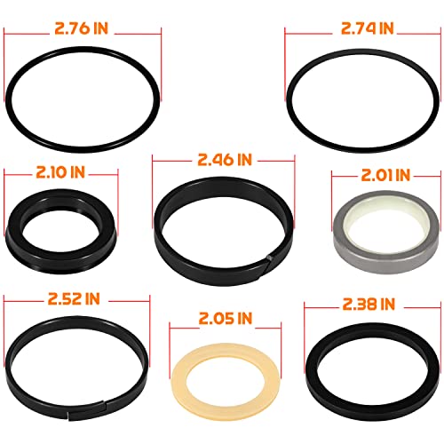 Image of Hydraulic Cylinder Seal Kit Loader Bucket Tilt Cylinder Rebuild Seal Kit G109456 G105550 1543253C1 for Case Backhoe Loader 350 580B 580C 580F 680C, Rod: 1.5 inch; Bore: 2.5 inch