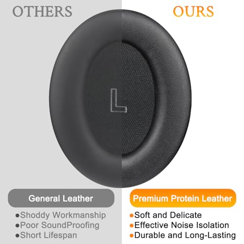 Image of SOULWIT Replacement Earpads for Bose QC Ultra /New QuietComfort Ultra(2nd Gen) Wireless Headphones, Ear Pads Cushions with Softer Protein Leather, High-Density Noise Isolation Foam - Black