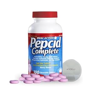Heartburn Medicine Set! – Pepcid Complete Chewable Acid Reducer, Acid Reflux Medicine, Pepcid Ac Heartburn Relief, Famotidine 10mg Berry, 100 Ct Antacid Tablets Chewable & Pill Case to Go