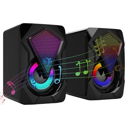 Altoparlanti per computer RGB, audio subwoofer, unità, uscita audio trasparente, alimentazione USB, lunghezza del cavo lungo, custodia durevole | Altoparlanti multimediali per