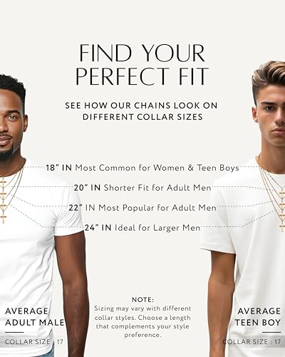 RTZN® Cross Pendant for Men – 18K Gold/Silver Small Cross Necklace for Men – NON-TARNISH & 100% Waterproof Mens Silver Necklace with 2mm Curb Chain Length 18/20/22/24" Inches2