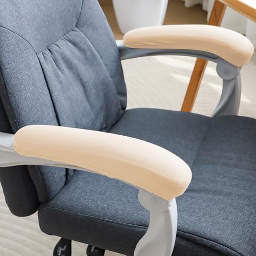Image of HOKIPO 'SereneSolids' 140 GSM Armrest Covers for Office Chair (Elastic Style), 1 Pair, Beige (AR-5933-BGE)