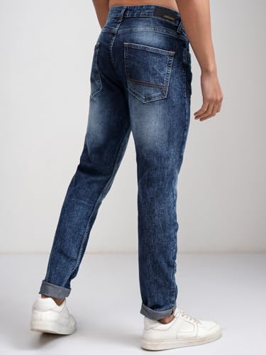 Image of Highlander Mens Tapered Fit Denim Jeans|Jeans for Man Regular Length|Distressed Jeans |Mid-Rise|Stylish Casual Wear with Stretchable Fabric for Everyday Comfort