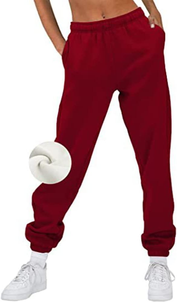 ORANDESIGNE Pantalon Jogging Chaud Femme Polaire Hiver Long Bas De Pyjama Pantalon Souple D'interieur Crayon Trousers Chic Et Elegant Casual Jogger Pants Gris XS