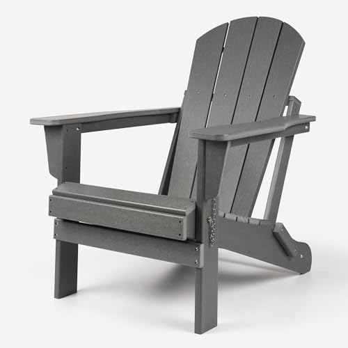 Folding Plastic Adirondack Chair, Weather-Resistant Materials, Folds Away for Storage, Grey Colour, TL3001