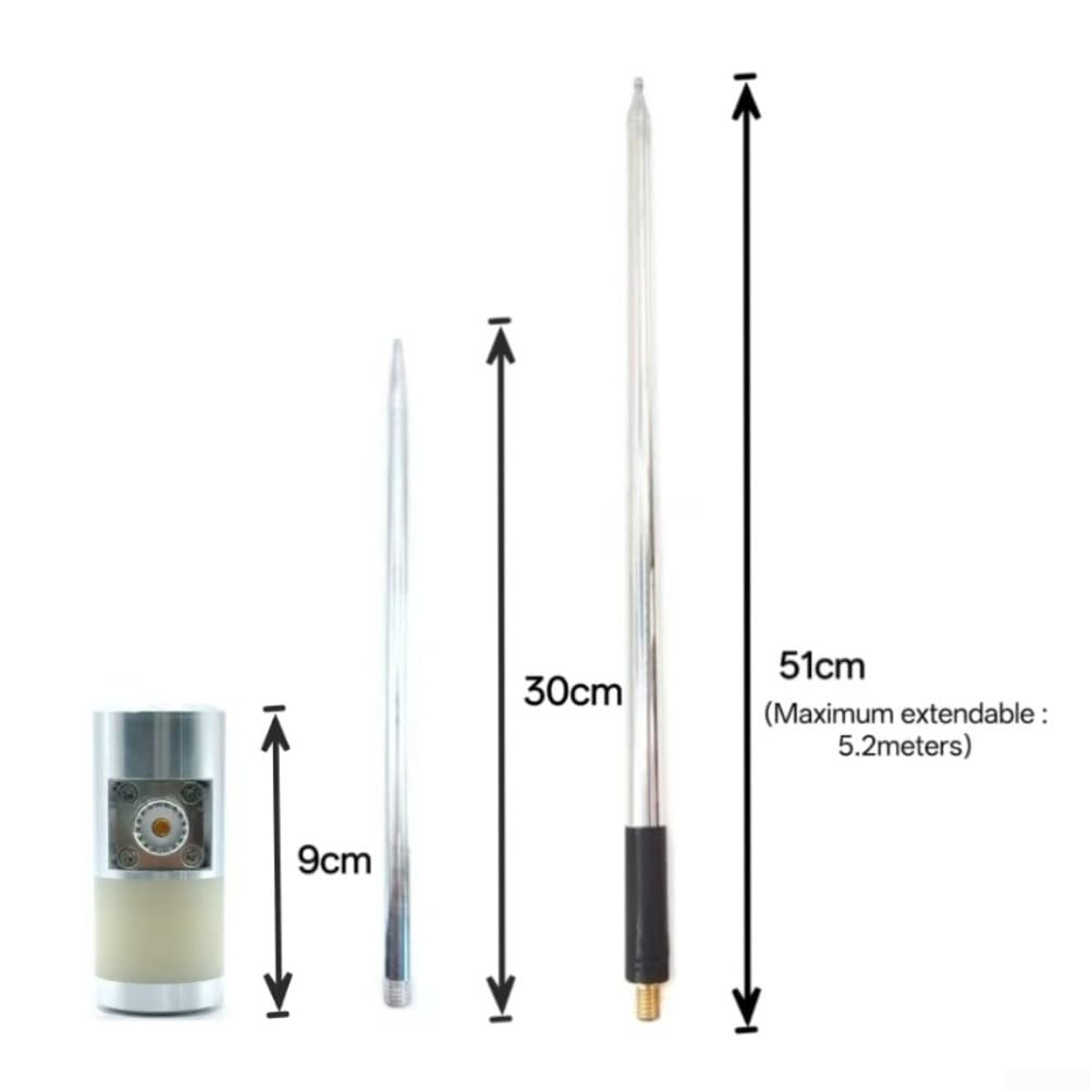 Kit de antena para radio PAC-12 de onda corta, aleación de aluminio telescópica de 5,6 m para antena GP con soporte M10, estaca de conexión a tierra, conectores banana para bandas de 20 m a 6