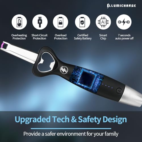 Encendedor eléctrico recargable con abridor y linterna LED miniatura 2