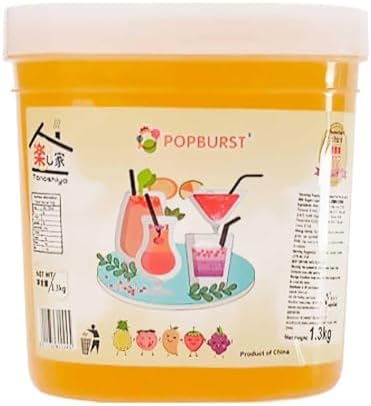 CNMART Fruity Popping Boba - Bursting Tapioca Pearls for Bubble Tea, Drinks & Dessert Toppings, 1.3kg (Passion Fruit)
