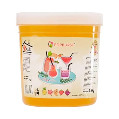 CNMART Fruity Popping Boba - Bursting Tapioca Pearls for Bubble Tea, Drinks & Dessert Toppings, 1.3kg (Passion Fruit)