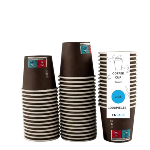 Enpack 500/1000 Espressobecher Pappe - 90ml/3oz - Einwegbecher - Hitzebeständige To Go Becher - Recycelbar Einwegbehälter für Kaffee/Shots - Getränkebecher für Espresso (500)