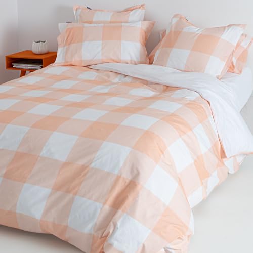 Funda nórdica 240x220 Gingham melocotón soluciona problemas de tamaño 3
