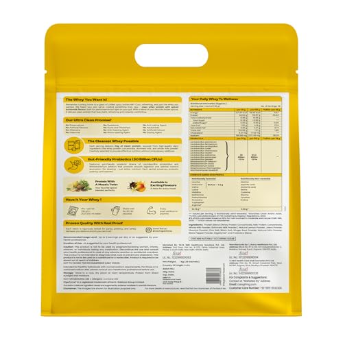 Image of Tata 1mg Ultra Clean Whey Protein Concentrate - Spiced Buttermilk (Masala Chaas), 1kg | 24g protein, 4.3g BCAA & 30B CFU Probiotics-28 Sachets