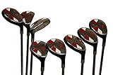 Senior Mens Majek Golf All Hybrid Complete Full Set which Includes #3 4 5 6 7 8 9 PW Senior Flex Graphite Shafts with K5 Design Midsize Grips Right Handed New Utility “A” Flex Clubs