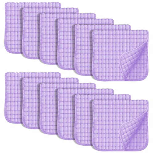 Image of SWEET DOLPHIN 12 Pack Muslin Burp Cloths Large 100% Cotton Hand Washcloths for Baby - Baby Essentials Extra Absorbent and Soft Boys & Girls Milk Spit Up Rags for Newborn Registry - Purple, 20" X10"
