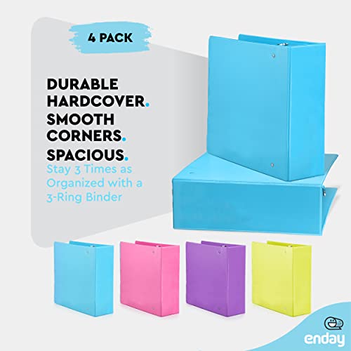 3 Inch Binder 3 Ring Binders, Slant D-Ring 3” Clear View Cover With 2 Inside Pockets, Heavy Duty Colored School Supplies Office And Home Binders Pink, Blue, Purple, Green (4 Pack) – By Enday #TOP3