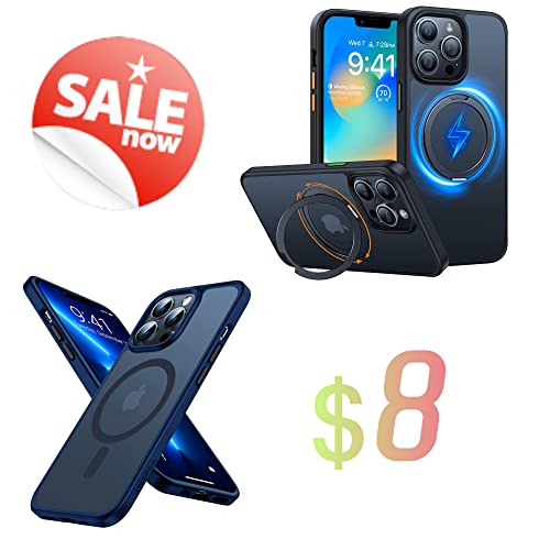 TORRAS 360° Rotatable Ring for iPhone 13 Pro Max Case, Compatible with Magsafe with Stand, Magnetic Ring Holder, Military Grade Shockproof Translucent Back Slim Phone Case UPRO Ostand Pro, Black