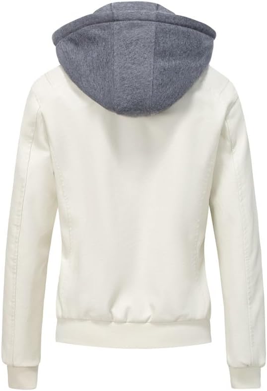 KVE Women's Faux Leather Jacket Waterproof Motorcycle Bomber Jacket Vintage PU Moto Biker Coat - Image 3