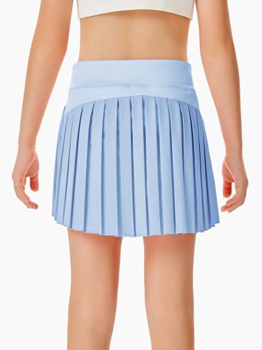 Image of Haloumoning Girls Pleated Skirts with Shorts Athletic Tennis Skorts Sport Performance Skirt with Pockets 4-14 Years