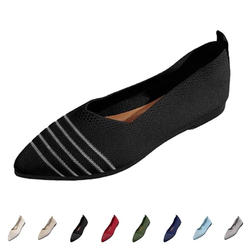 Women's Ballet Flats Knit Dress Shoes Slip-on Walking Shoes with Arch Support Comfort Ballerina Soft Work Shoes2