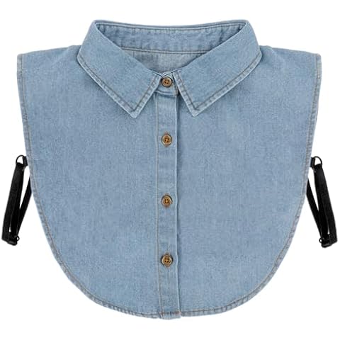 SynHHergyx Denim Fake Collar for Women, Faux Shirt Collar Women's Denim Shirt Detachable Dickey Collar for Women Under Blouse Cover