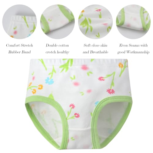 Girls' Cotton Underwear, Soft Briefs with Fun Prints, Pack of 6, Assorted Colors,100% Rib Cotton2