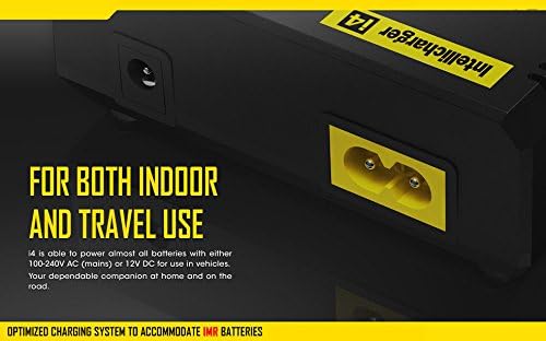 NiteCore Intellicharger I4 V2 showing input ports for indoor and travel use