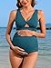 Charmo Maternity Swimsuit Bathing Suit Two Piece Swim High Waist Pregnancy Bikini Sets Ribbed Bathing Suit Cutout Peacock Green XL