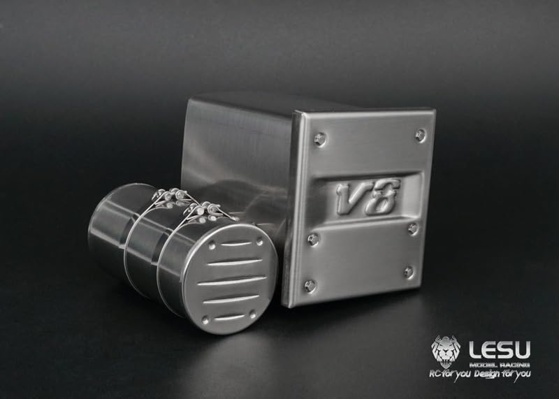 TOUCAN RC HOBBY LESU Metal Exhaust Tank V8 for Handmade DIY for Tamiya 1/14 RC Tractor Truck Dumper Model