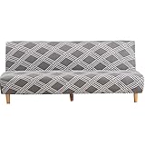Armless Sofa Cover Futon Slipcover Stretch Elastic Polyester Folding Sofa Bed Non-Armrest Couch Furniture Protector Spandex Printed Washable Sofa Cover Without Armrests (Grey Mesh) -  MIFXIN