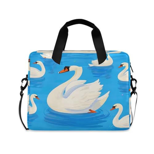 Maletín portátil para laptop 15.6" azul con diseño de cisne