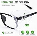2 Pairs Safety Glasses Side Shields Clear Slip-On Eye Protection for Small to Medium Eyeglasses Flexible Clip-On Z87.1