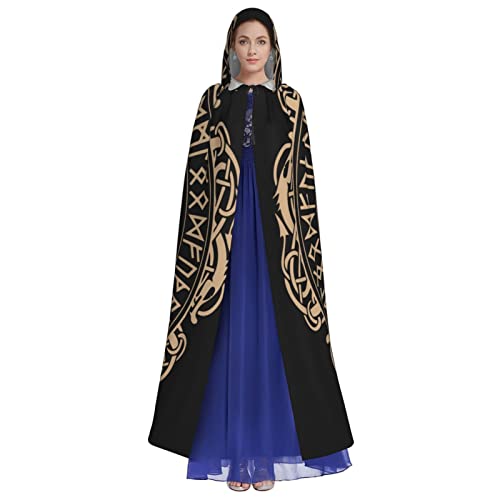 Nordic Mythology Viking Odin Symbols Hooded Robe Adult Cloak Long Cape Hoodie For Christmas Halloween Cosplay Costumes